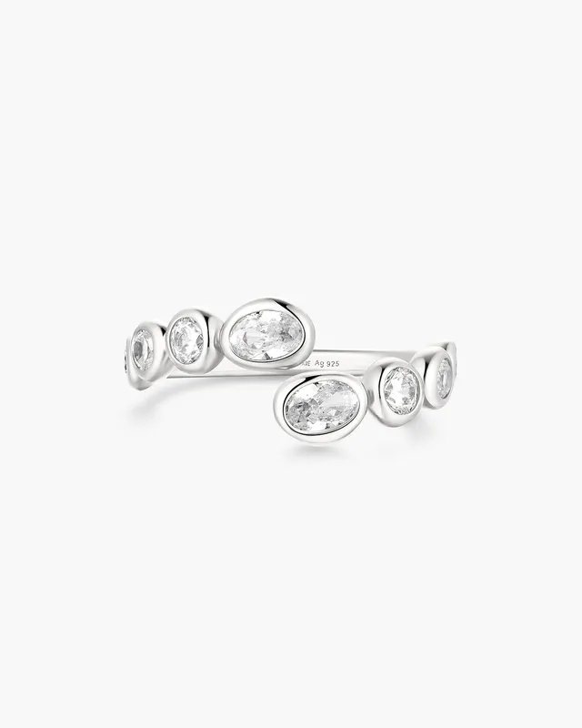 Ania Haie Organic Pebble Spiral sormus hopea zirkonia säädettävä