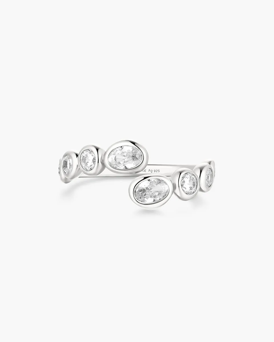 Ania Haie Organic Pebble Spiral sormus hopea zirkonia säädettävä