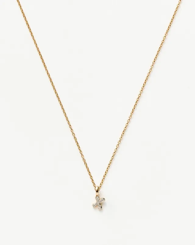 Missoma Solid Gold Initial Mini Pendant kaulakoru X 14k kulta timantti