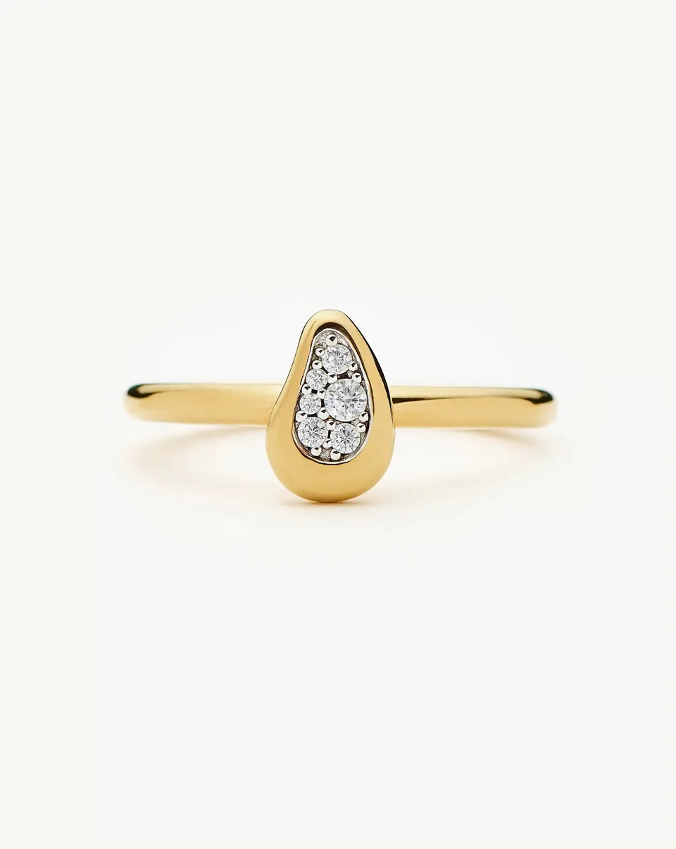 MISSOMA Molten Teardrop Pavé sormus kulta zirkonia