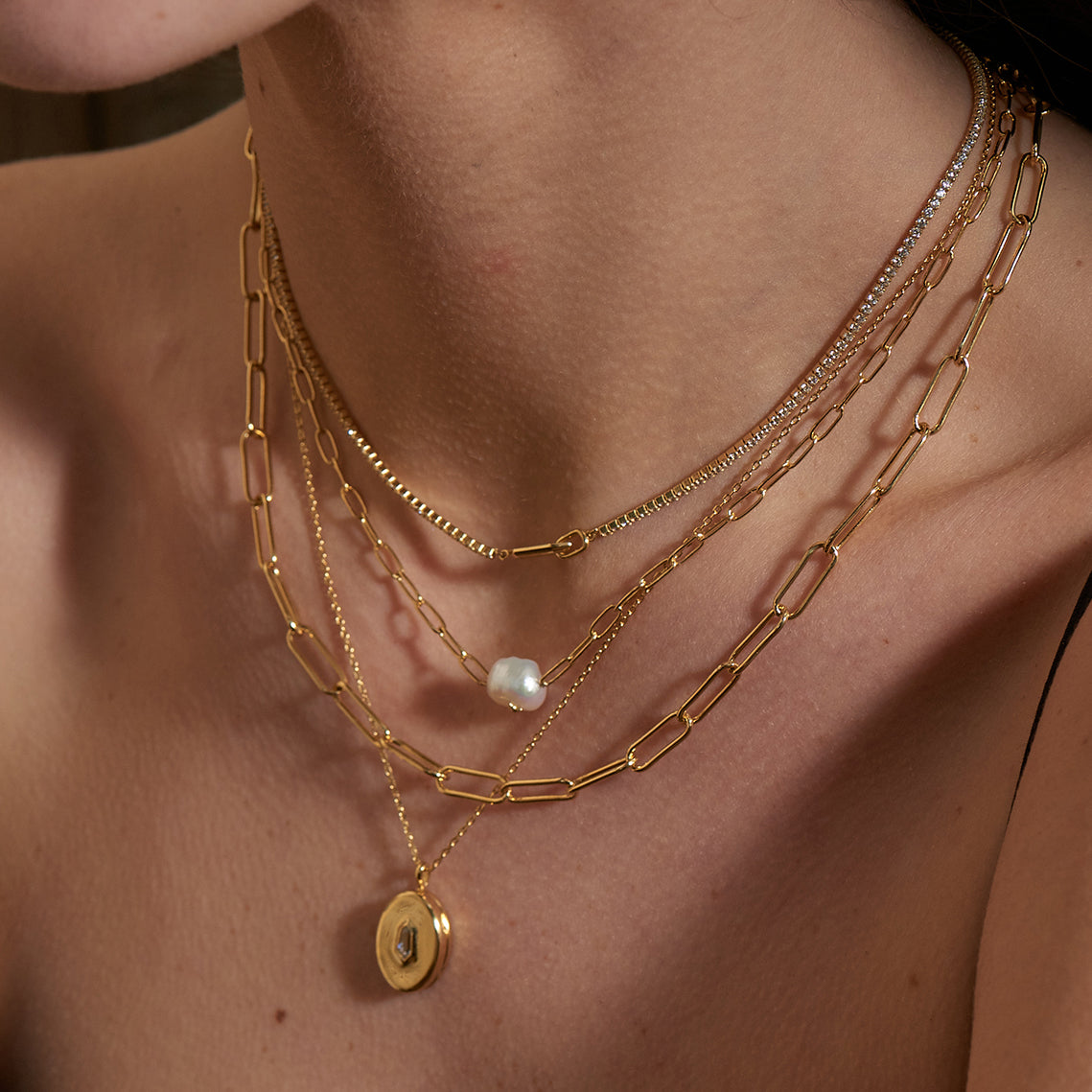 Ania Haie Pearl Sparkle Chain kaulakoru kulta helmi