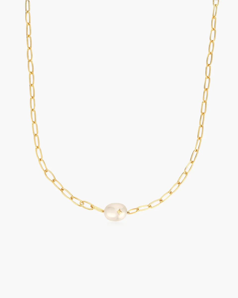 Ania Haie Pearl Sparkle Chain kaulakoru kulta helmi