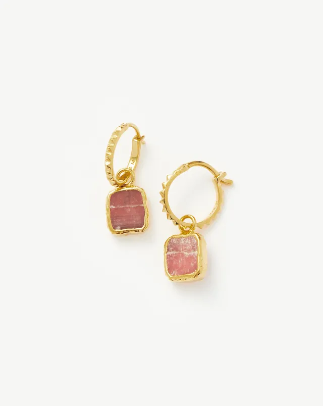 Missoma Mini Pyramid Charm rengaskorvakorut kultavermeil rodokrosiitti