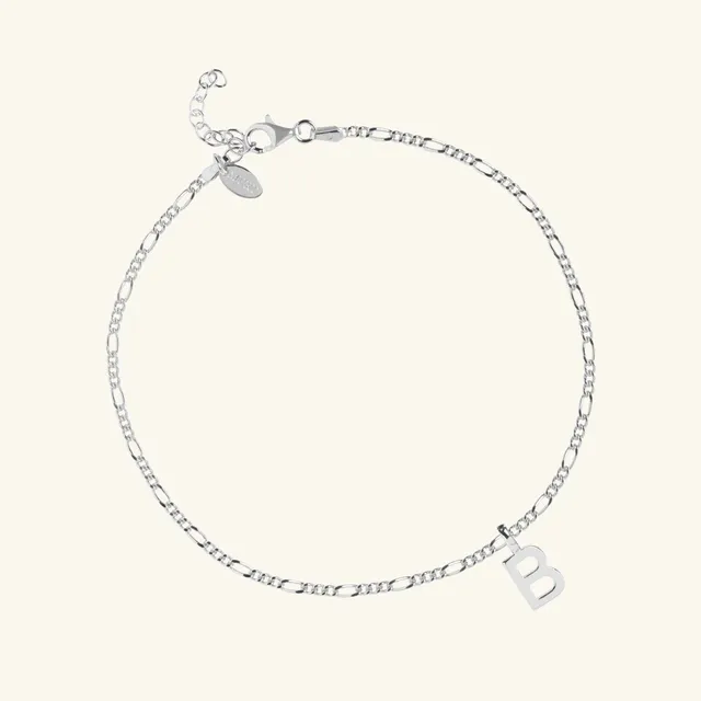 Muru Jewellery Letter Figaro nilkkakoru hopea