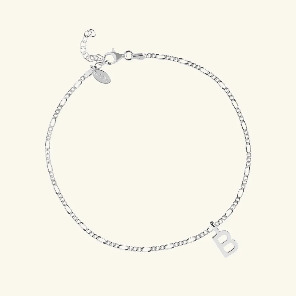 Muru Jewellery Letter Figaro nilkkakoru hopea
