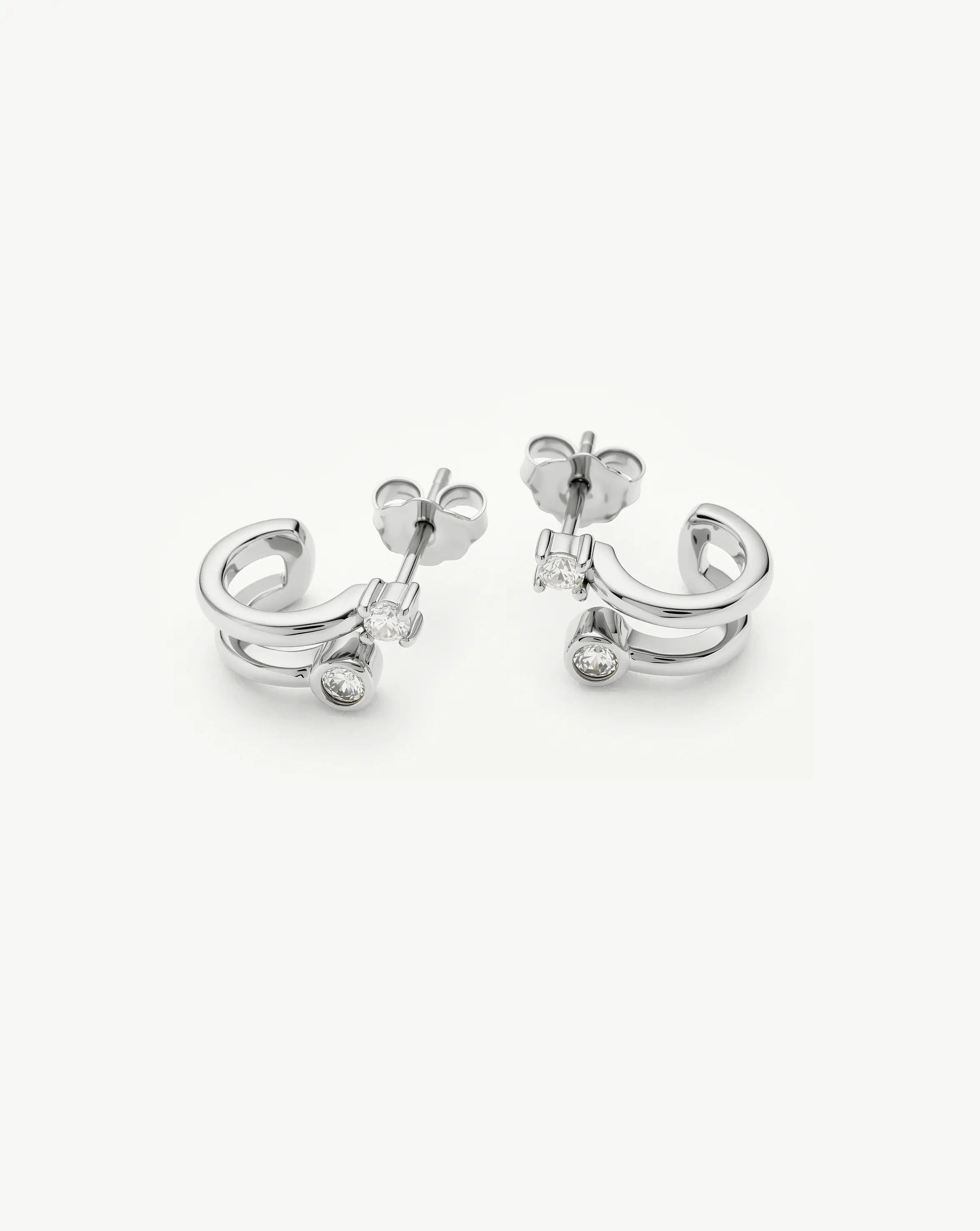 Missoma Stone Double Huggie korvakorut hopea zirkonia