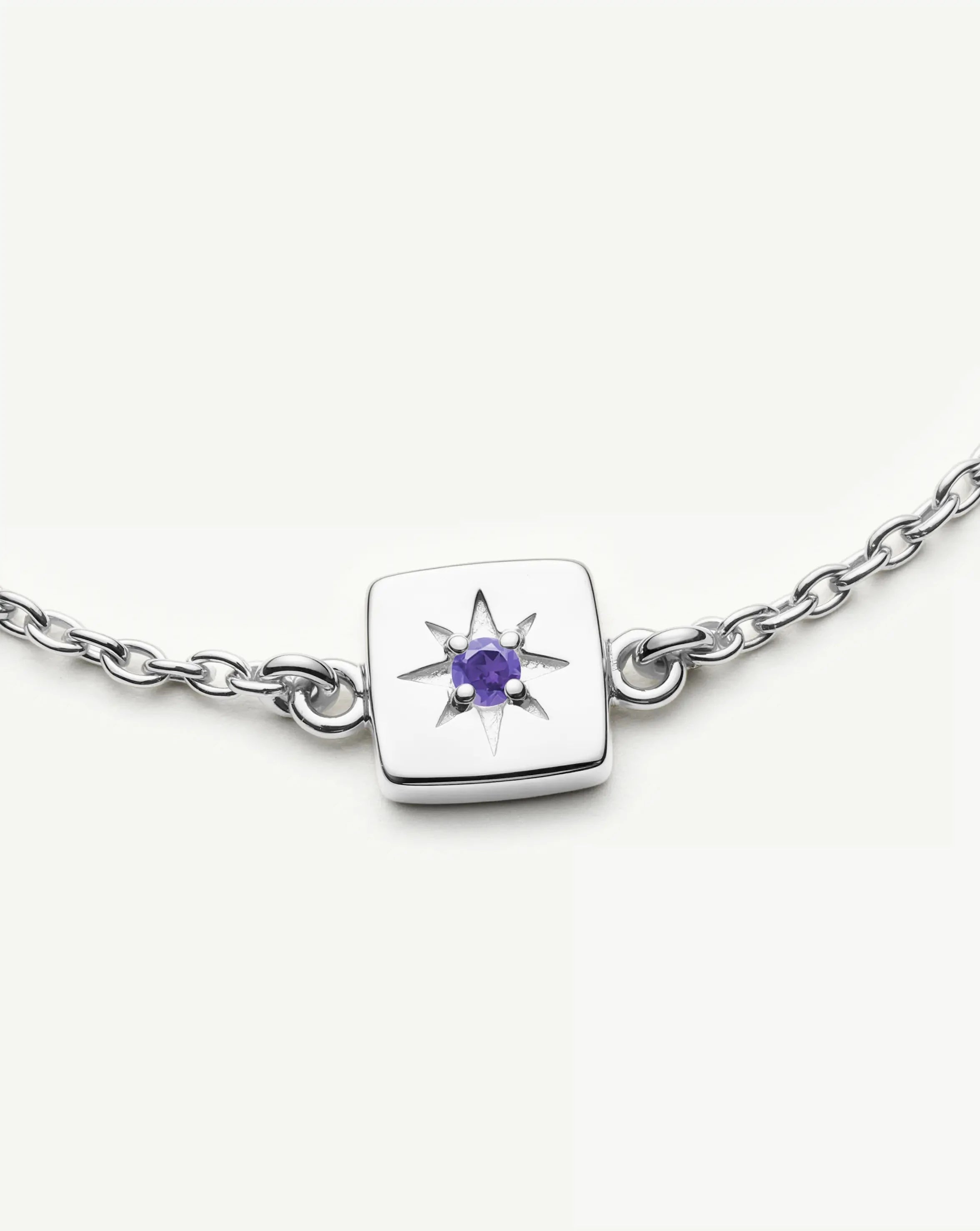 Missoma February Birthstone Slider rannekoru hopea ametisti