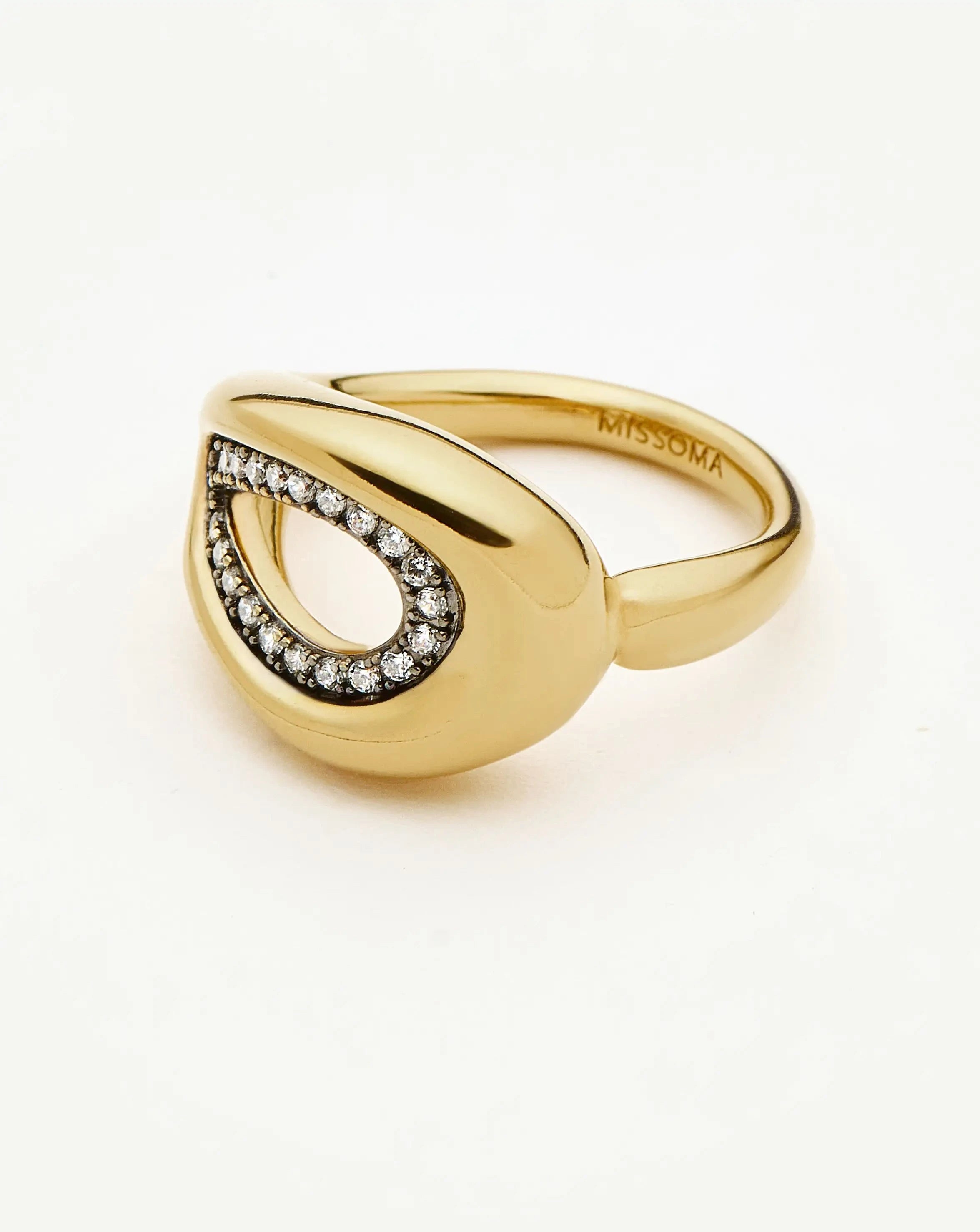 MISSOMA Molten Teardrop Pavé sormus kullattu zirkonia