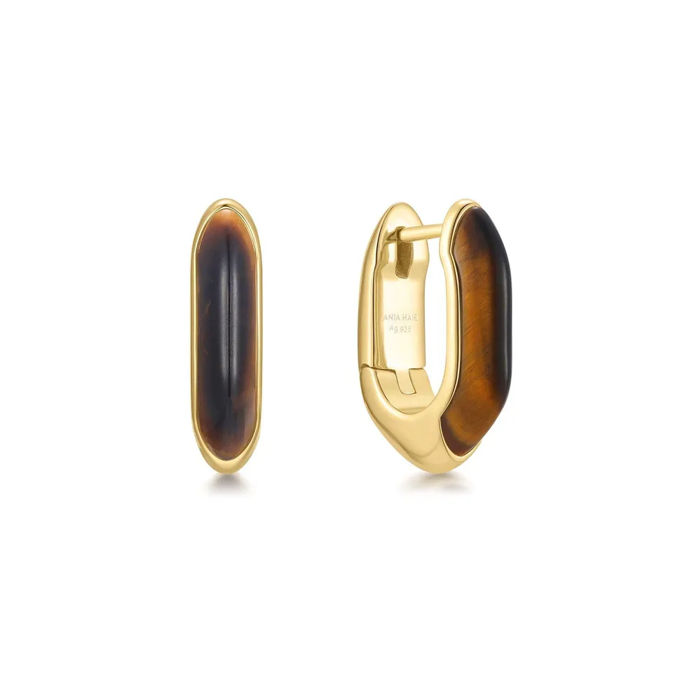 Ania Haie Lady Cozy Tiger Eye huggie rengaskorvakorut kulta