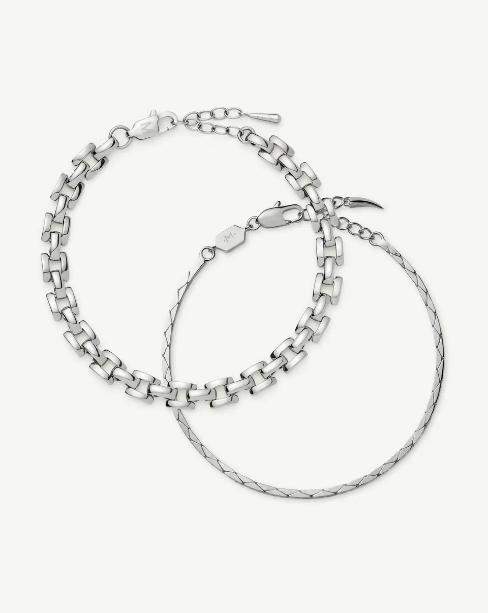 Missoma Timeless rannekorusetti hopea 2 kpl S/M 18,5 cm