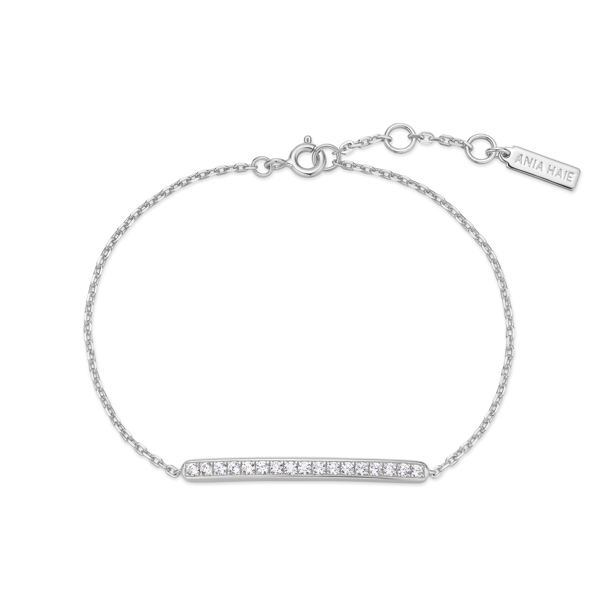 Ania Haie Vogue Maven Silver Pavé Bar rannekoru hopea