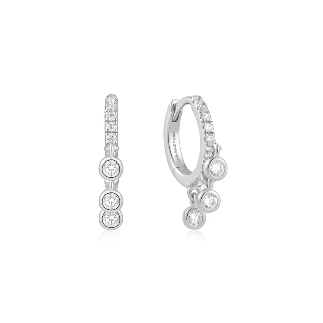 Ania Haie Starlit Drops Trio-Drop Huggie korvakorut hopea