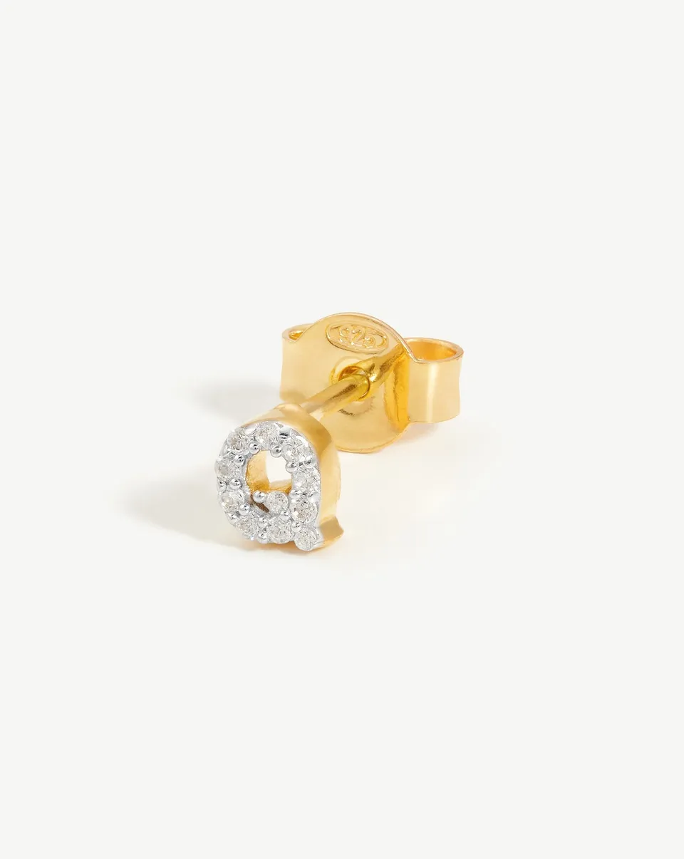 Missoma Pave Initial Single Stud Q korvakoru kulta zirkonia