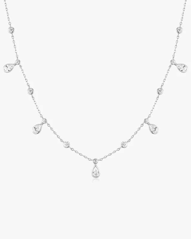 Ania Haie Wanderer Bezel Drop kaulakoru hopea zirkonia