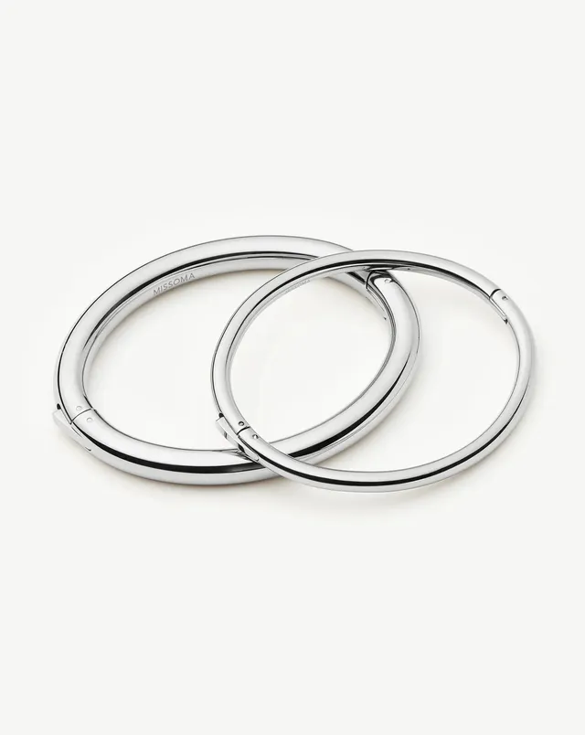 Missoma Chunky Bangle rannerenkaat platina 2 kpl vedenkestävä