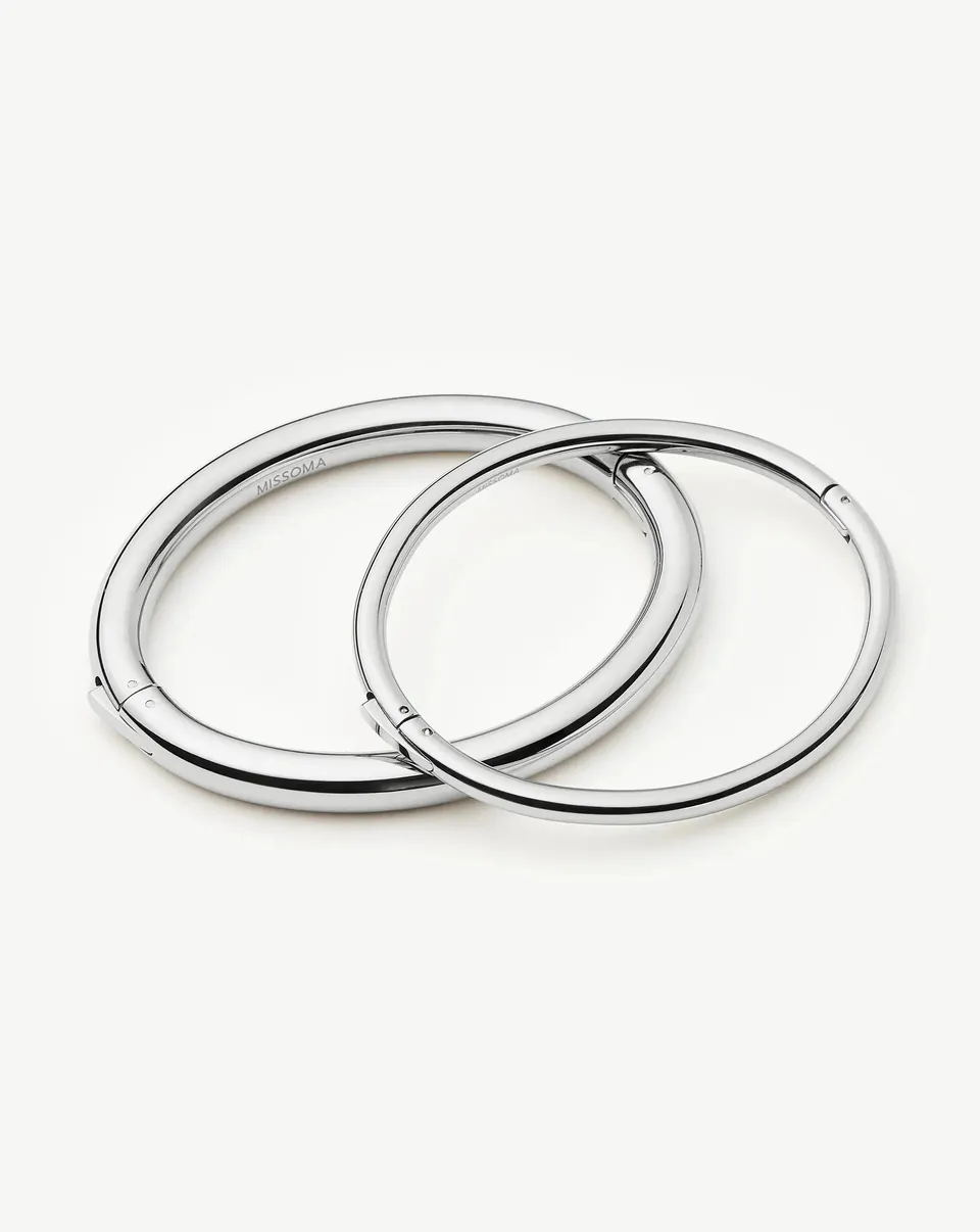 Missoma Chunky Bangle rannerenkaat platina 2 kpl vedenkestävä