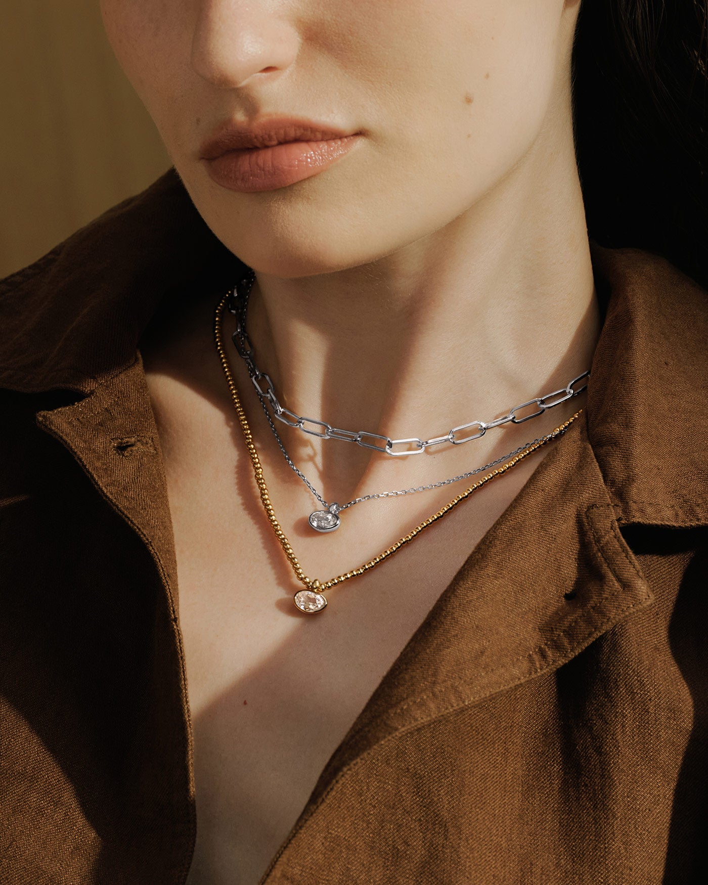 Ania Haie Silver Bezel Organic Pebble kaulakoru hopea zirkonia