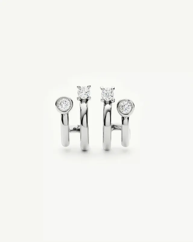 Missoma Stone Double Huggie korvakorut hopea zirkonia