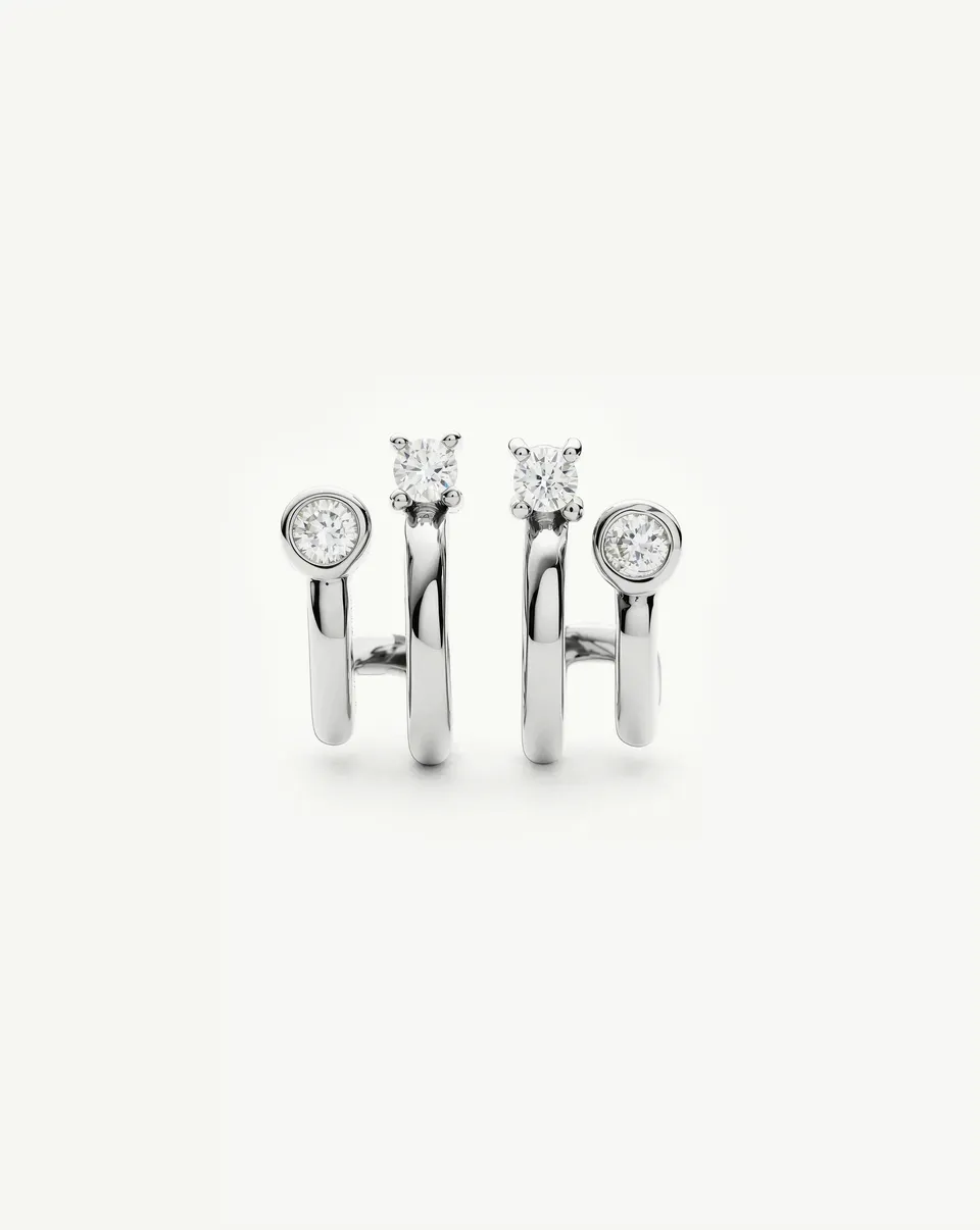 Missoma Stone Double Huggie korvakorut hopea zirkonia