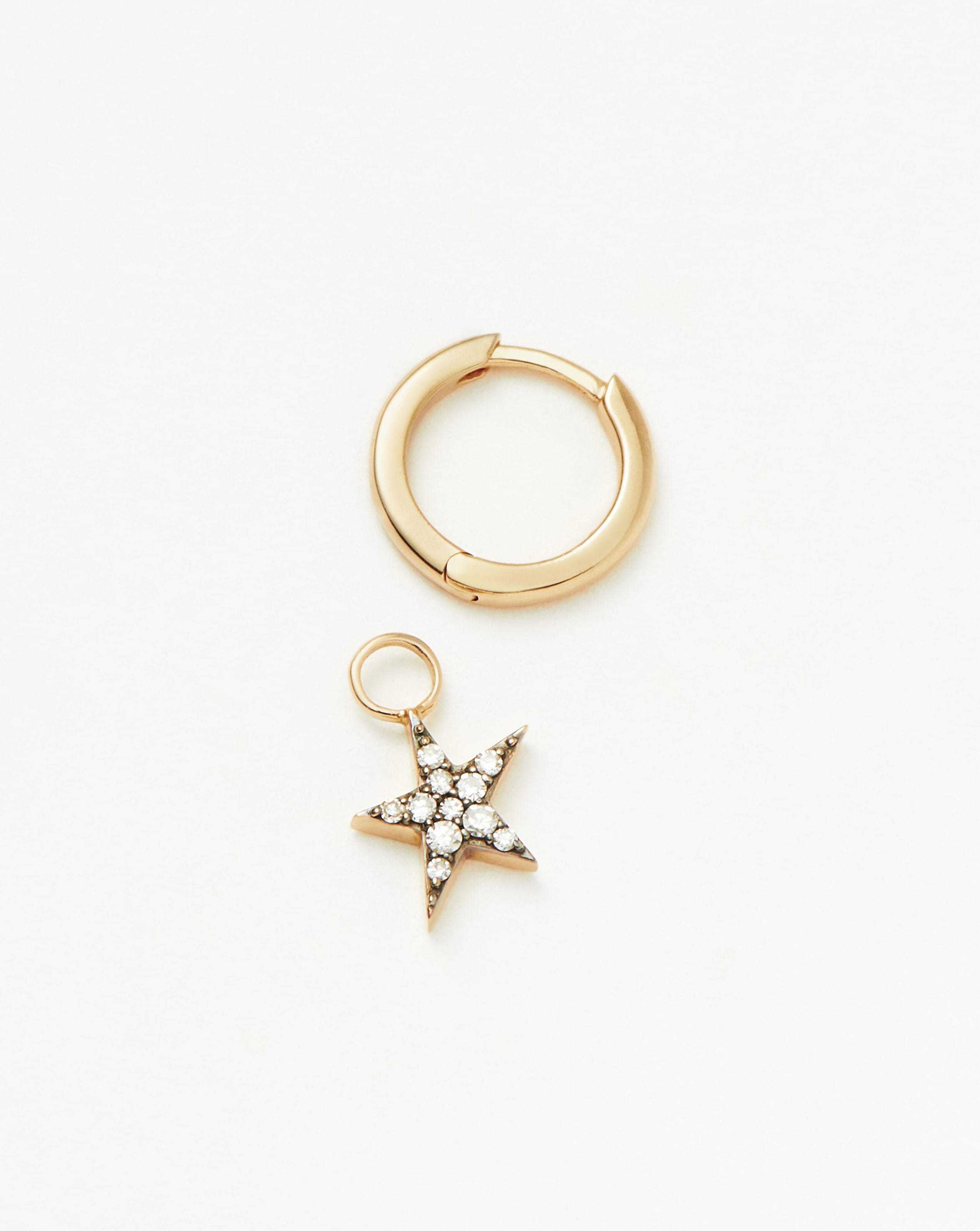 Missoma Single Star Charm Hoop korvakoru 9ct kulta timantti