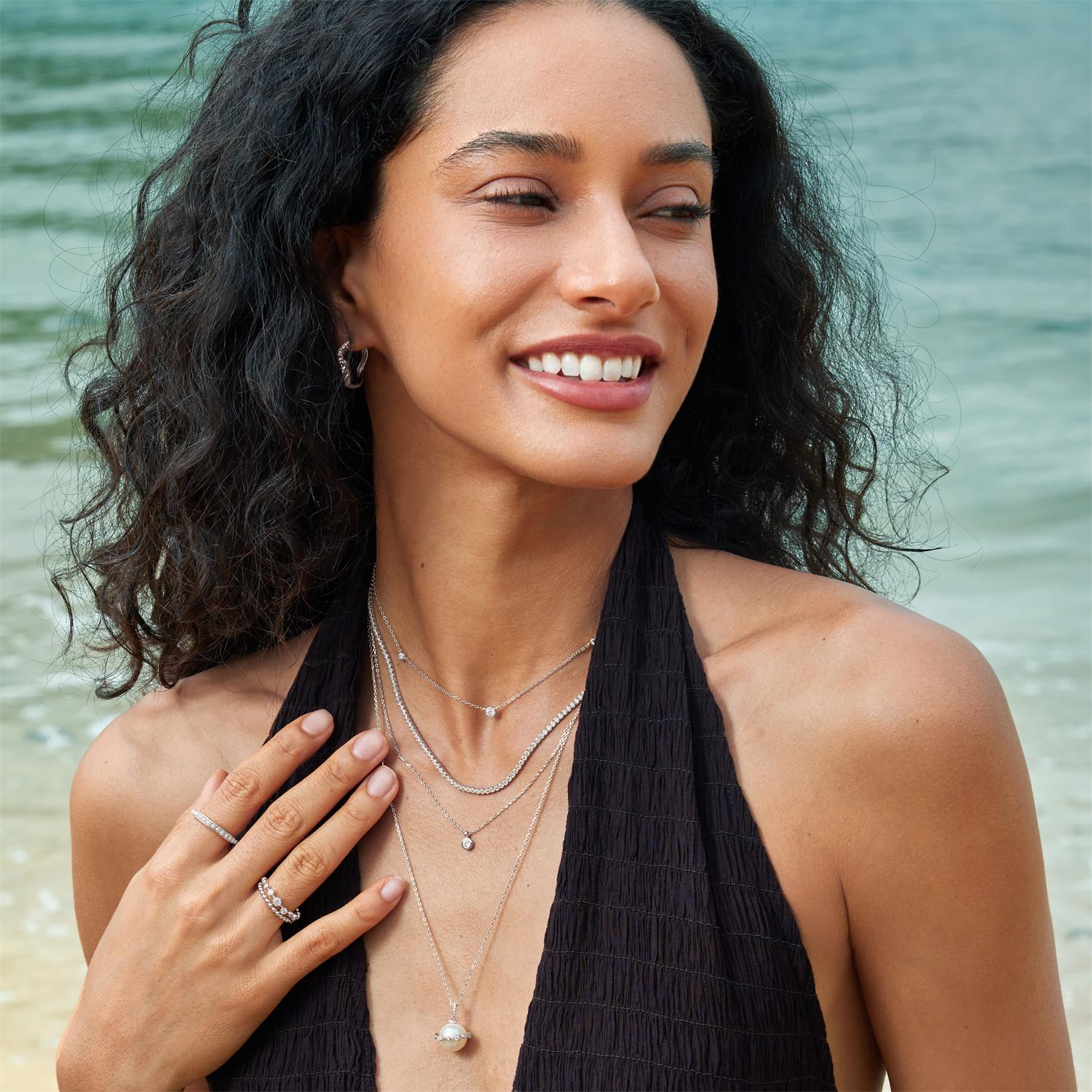 Ania Haie Luna Gaze Solitaire kaulakoru hopea zirkonia
