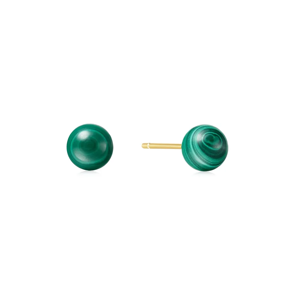 Ania Haie Chill Voyager Malachite Sphere nappikorvakorut kulta 6 mm