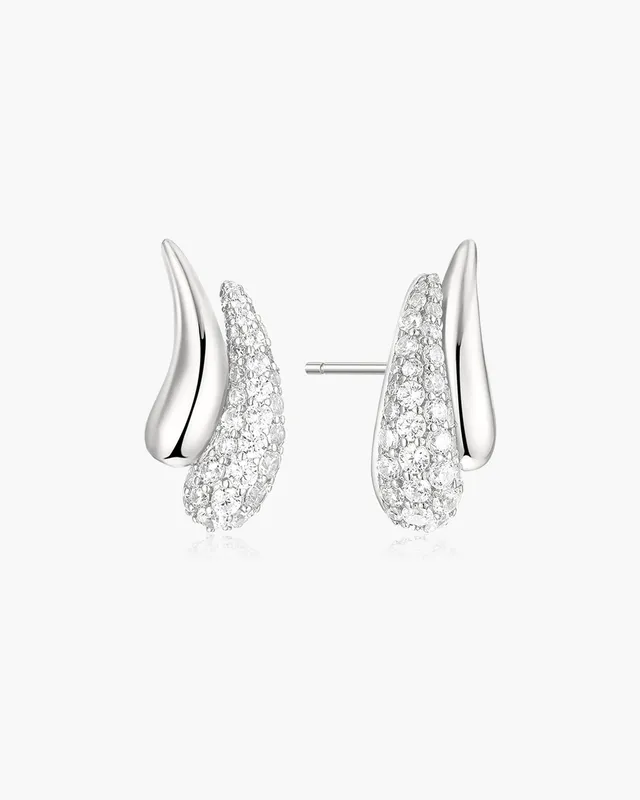 Ania Haie Fluid Light Teardrop Duet nappikorvakorut hopea