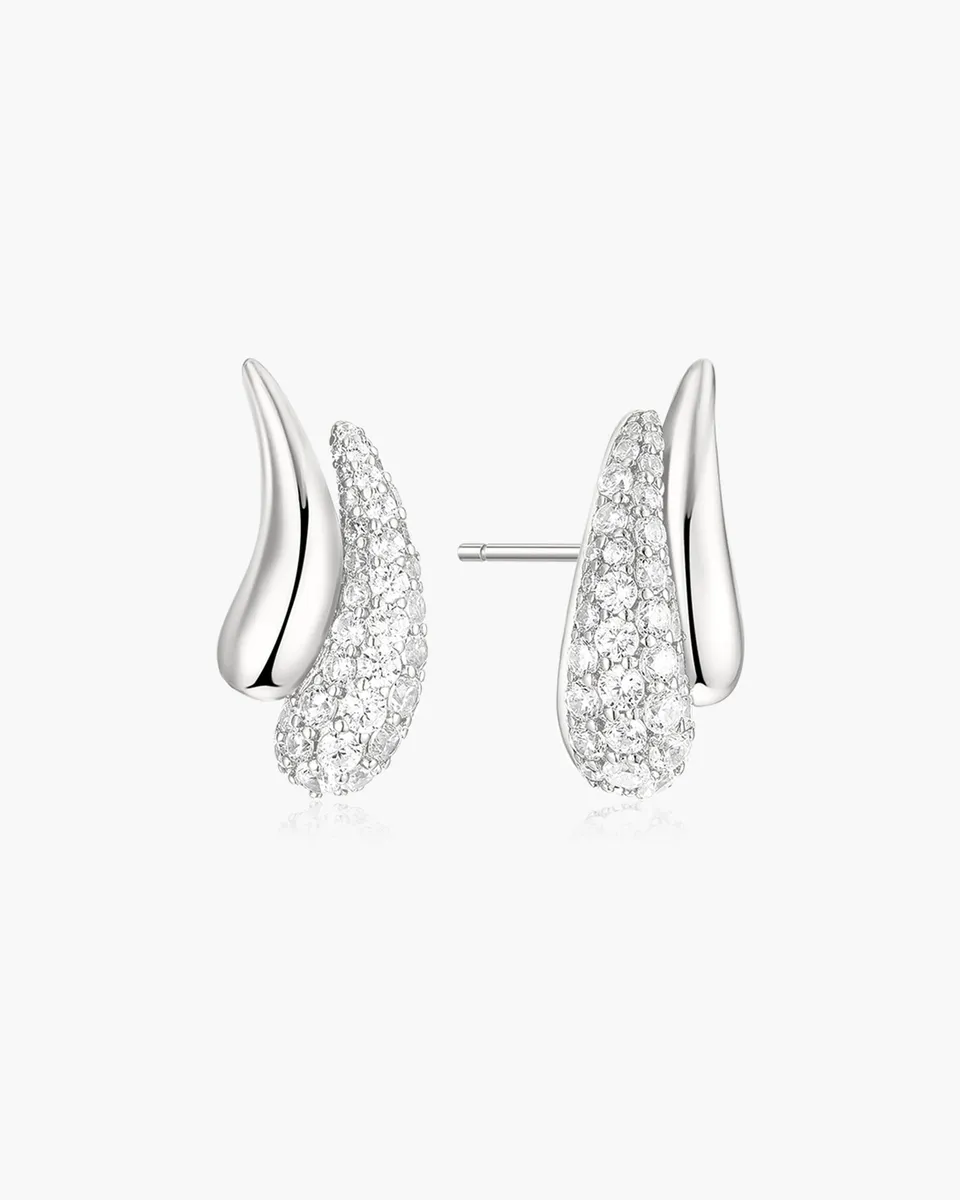 Ania Haie Fluid Light Teardrop Duet nappikorvakorut hopea