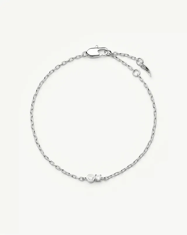 Missoma Duo Stone Chain Bracelet rannekoru hopea zirkonia