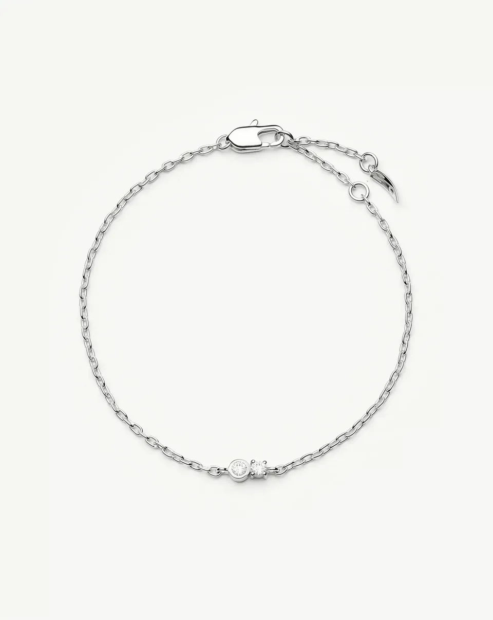 Missoma Duo Stone Chain Bracelet rannekoru hopea zirkonia