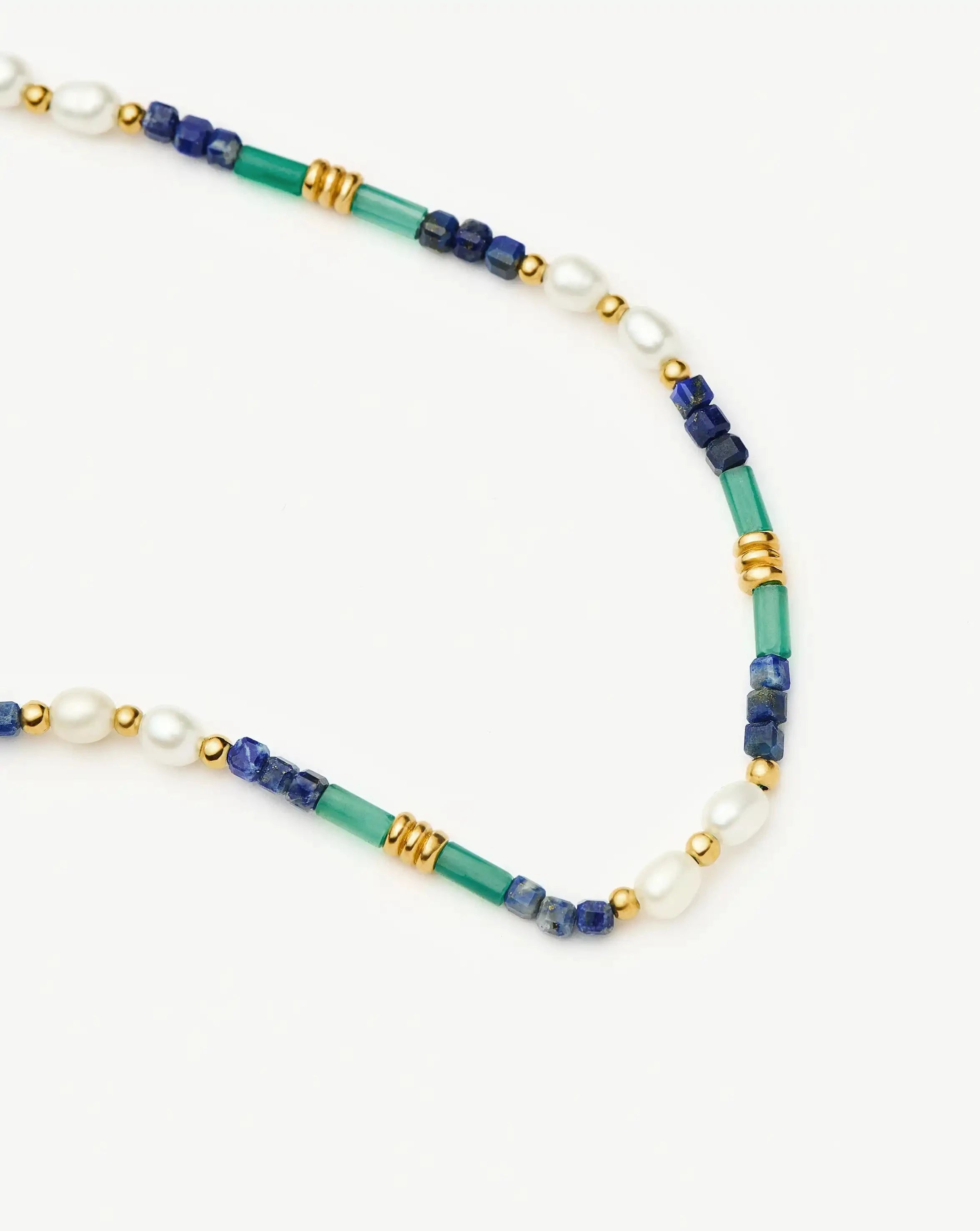 Missoma Beaded Gemstone nilkkakoru lagoon blue kulta