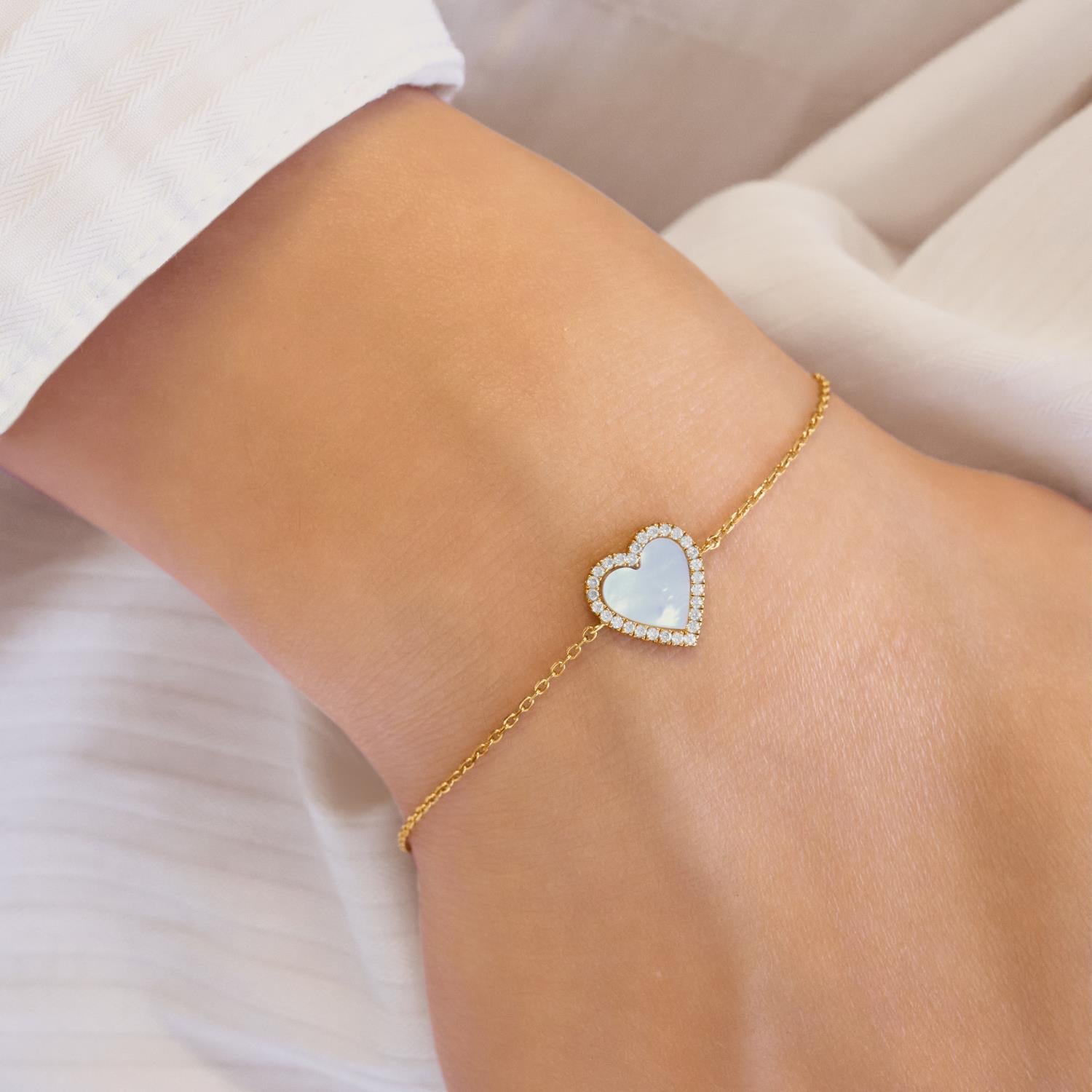 Ania Haie Glimmer Glow Halo Heart rannekoru kulta helmiäinen