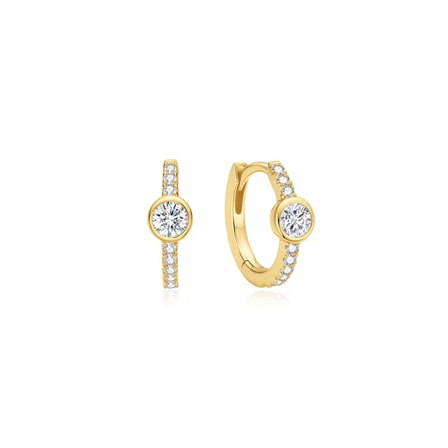 Ania Haie Luna Gaze Gold Pavé Row Bezel huggiet kulta zirkonia