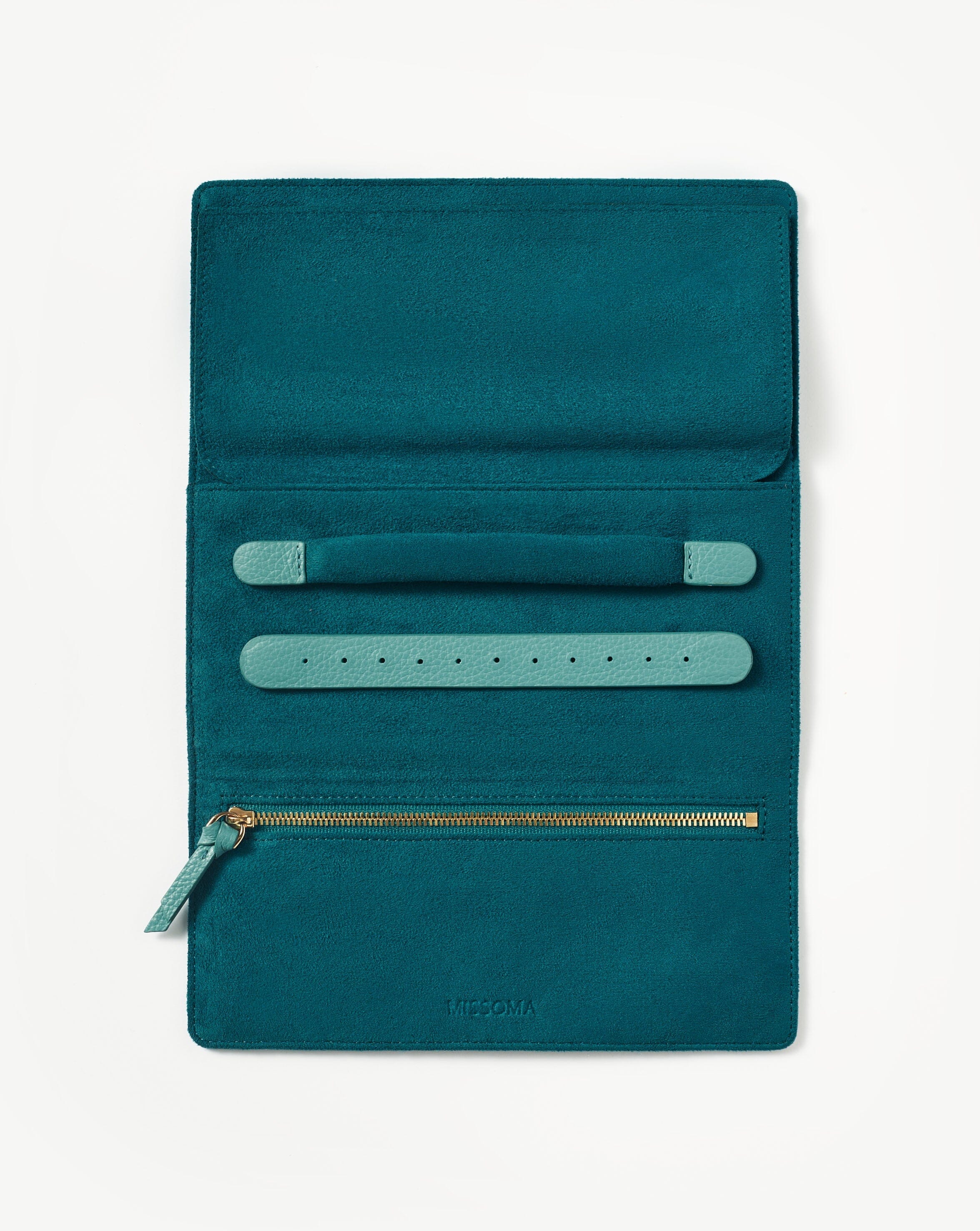 Missoma Leather Jewellery Roll korurulla sininen nahka