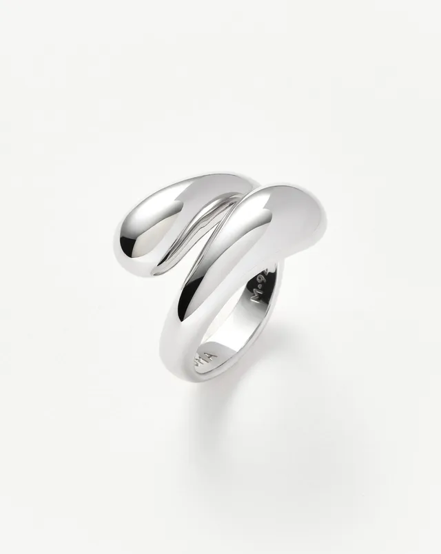 Missoma Savi Sculptural Crossover sormus hopeoitu
