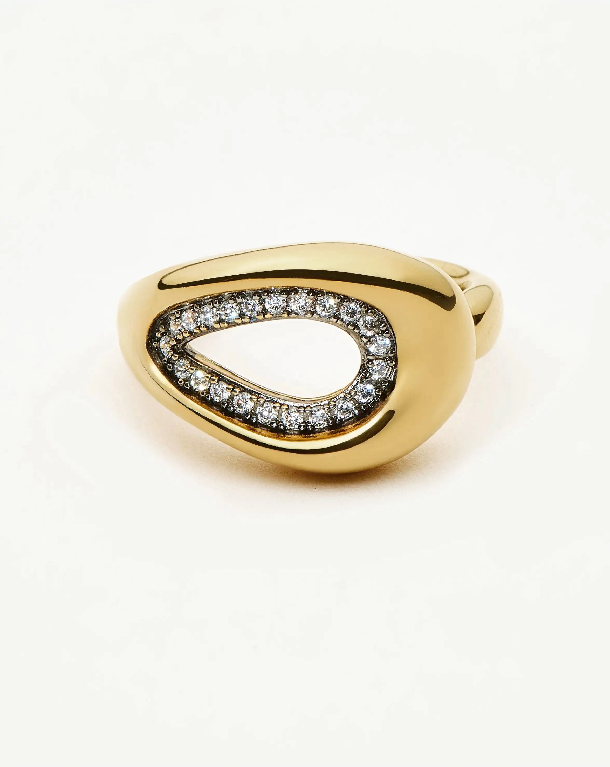 MISSOMA Molten Teardrop Pavé sormus kullattu zirkonia