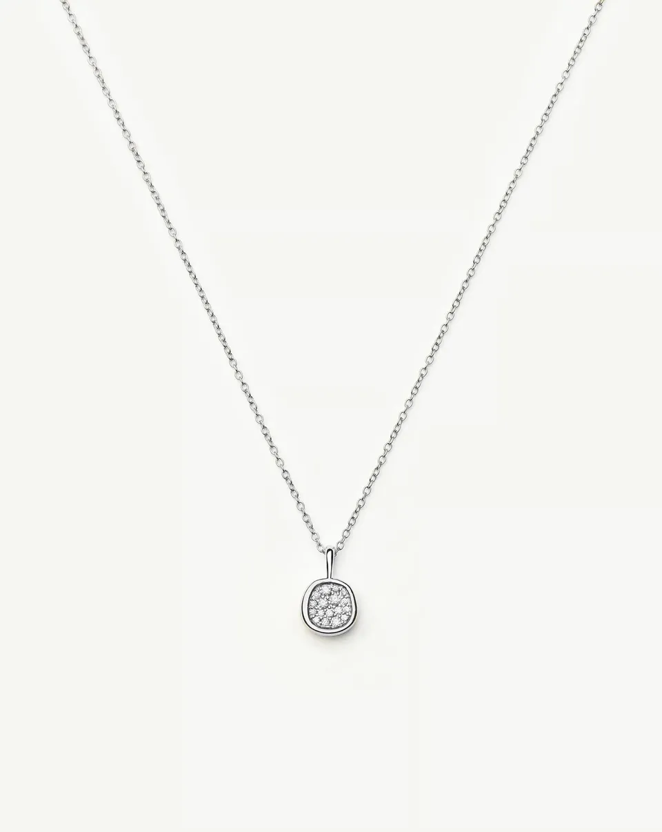 Missoma Molten Soft Square Pavé kaulakoru zirkonia hopeoitu