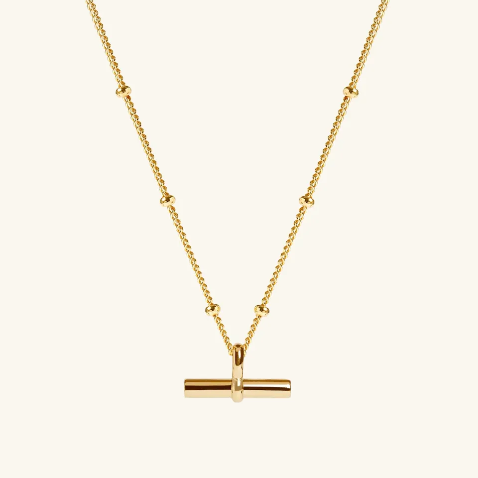 Muru T-Bar kaulakoru kulta helmiketjulla