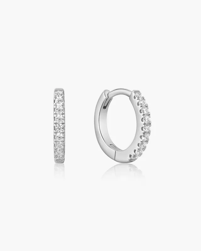 Ania Haie Sparkle Huggie hoop-korvakorut hopea 12 mm zirkonia