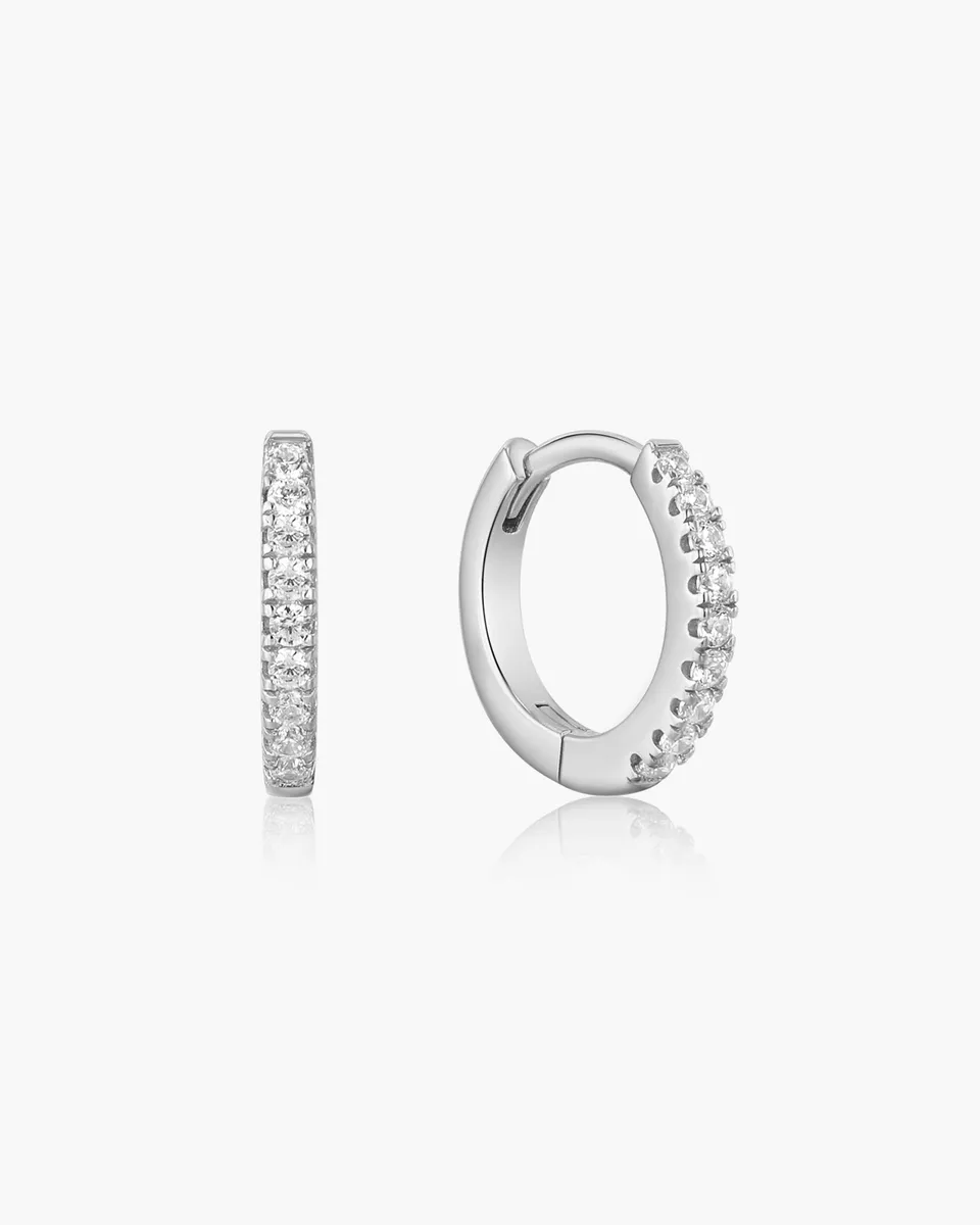 Ania Haie Sparkle Huggie hoop-korvakorut hopea 12 mm zirkonia