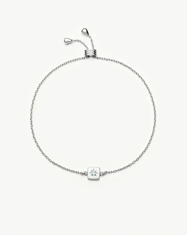 Missoma March Birthstone Slider rannekoru hopea akvamariini