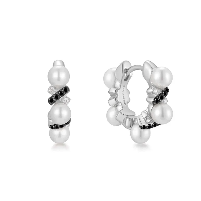 Ania Haie Reimaginer Braided Shell Pearl huggie-korvakorut kaksivärinen