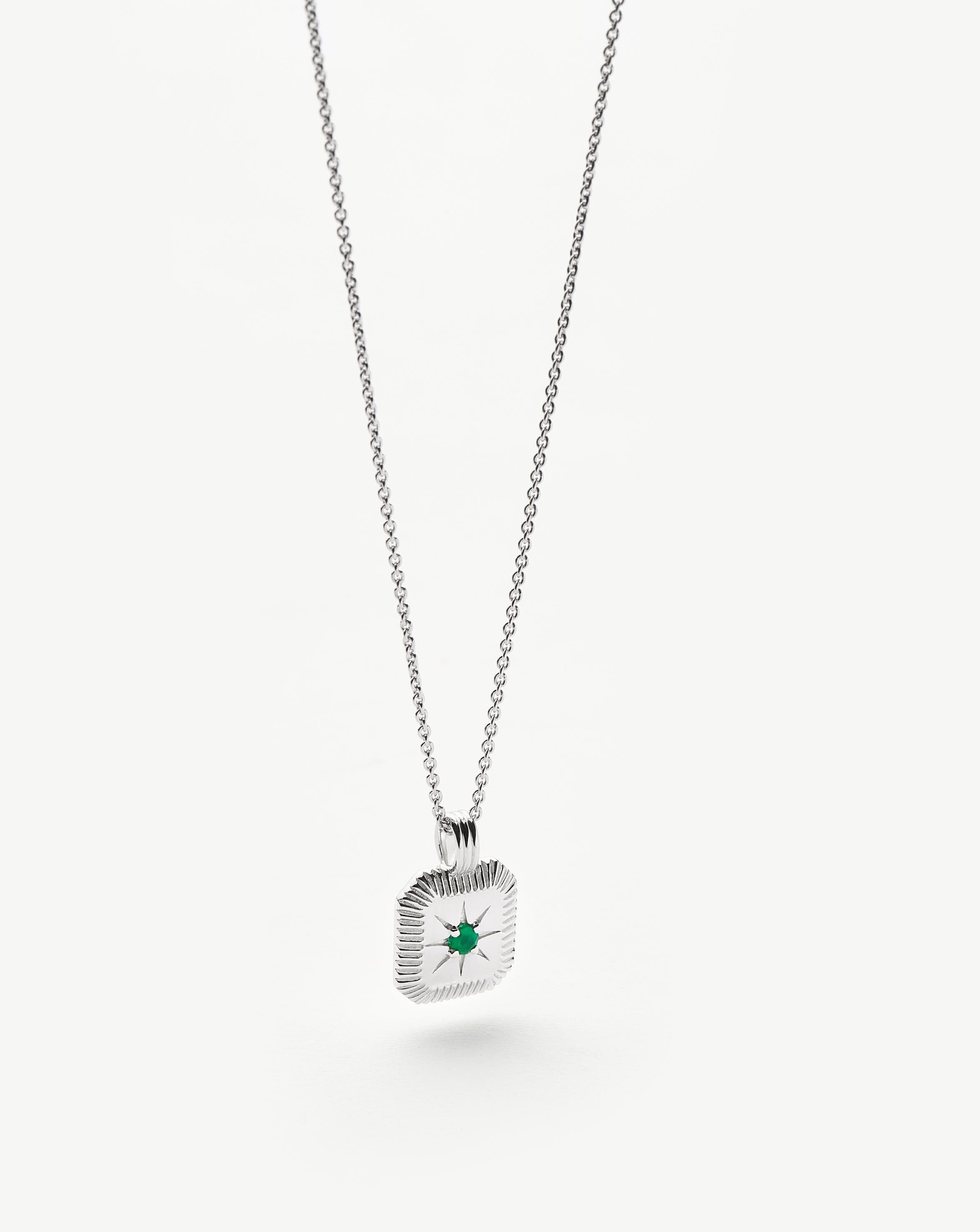 MISSOMA May Birthstone kaulakoru hopea vihreä onyksi