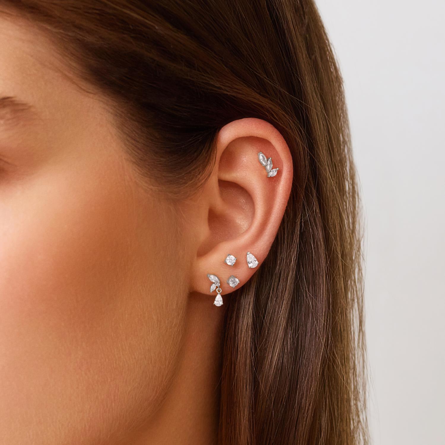 Ania Haie Ear Edit Triple Marquise Barbell korvakoru hopea