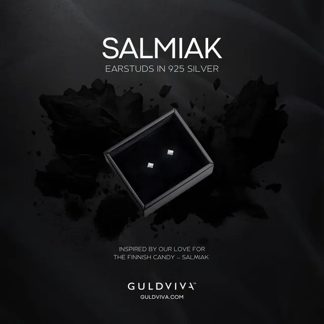 Guldvivan Salmiak nappikorvakorut hopea salmiakki