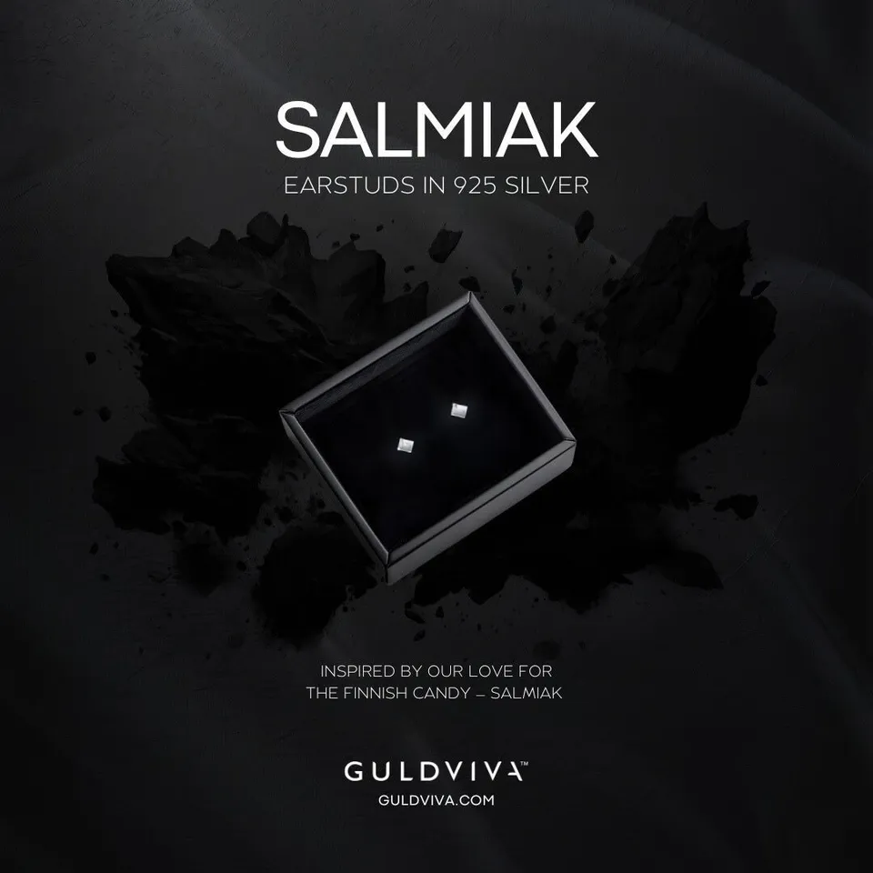 Guldvivan Salmiak nappikorvakorut hopea salmiakki