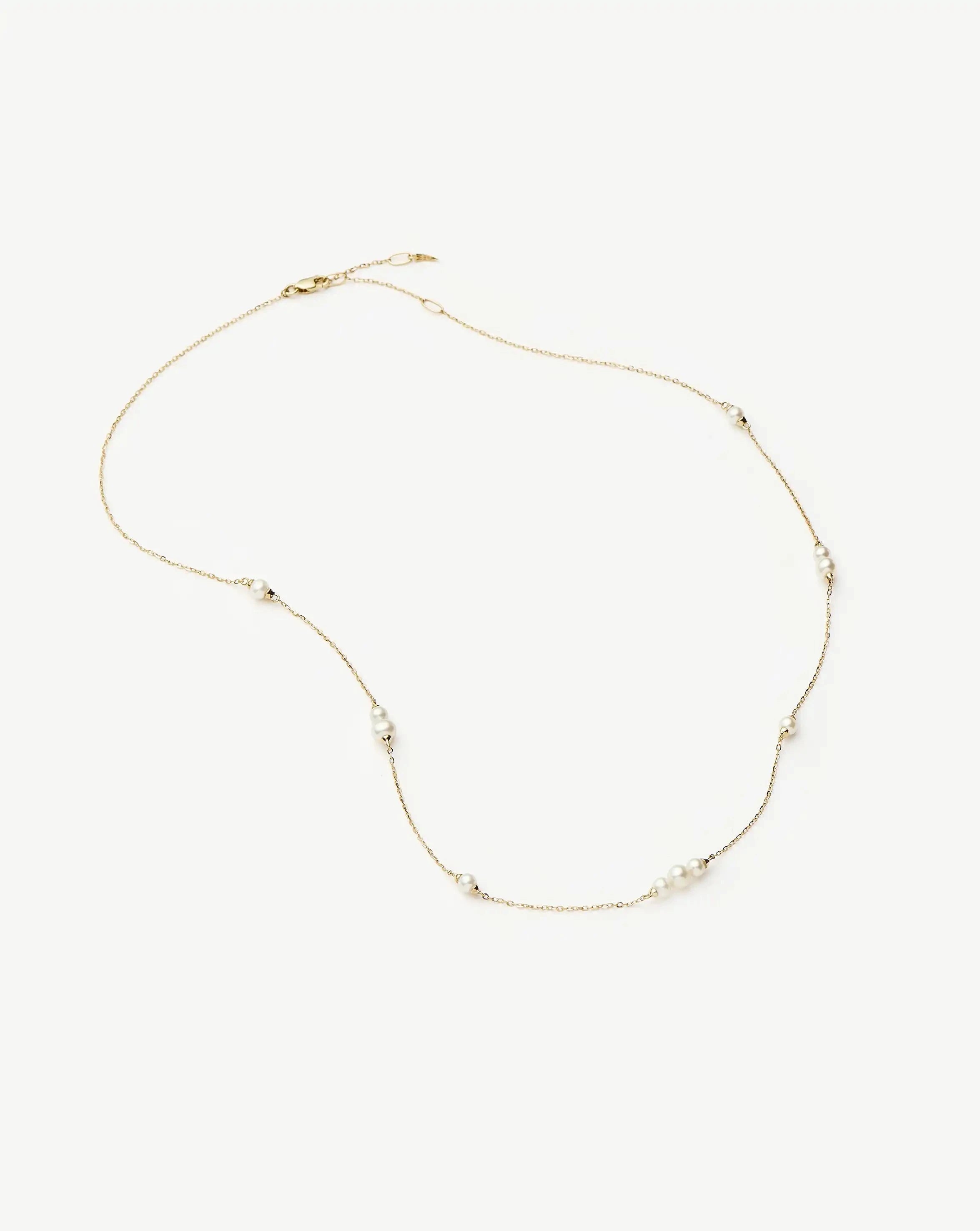 Missoma Solid Gold Pearl Chain kaulakoru 14kt kulta helmi