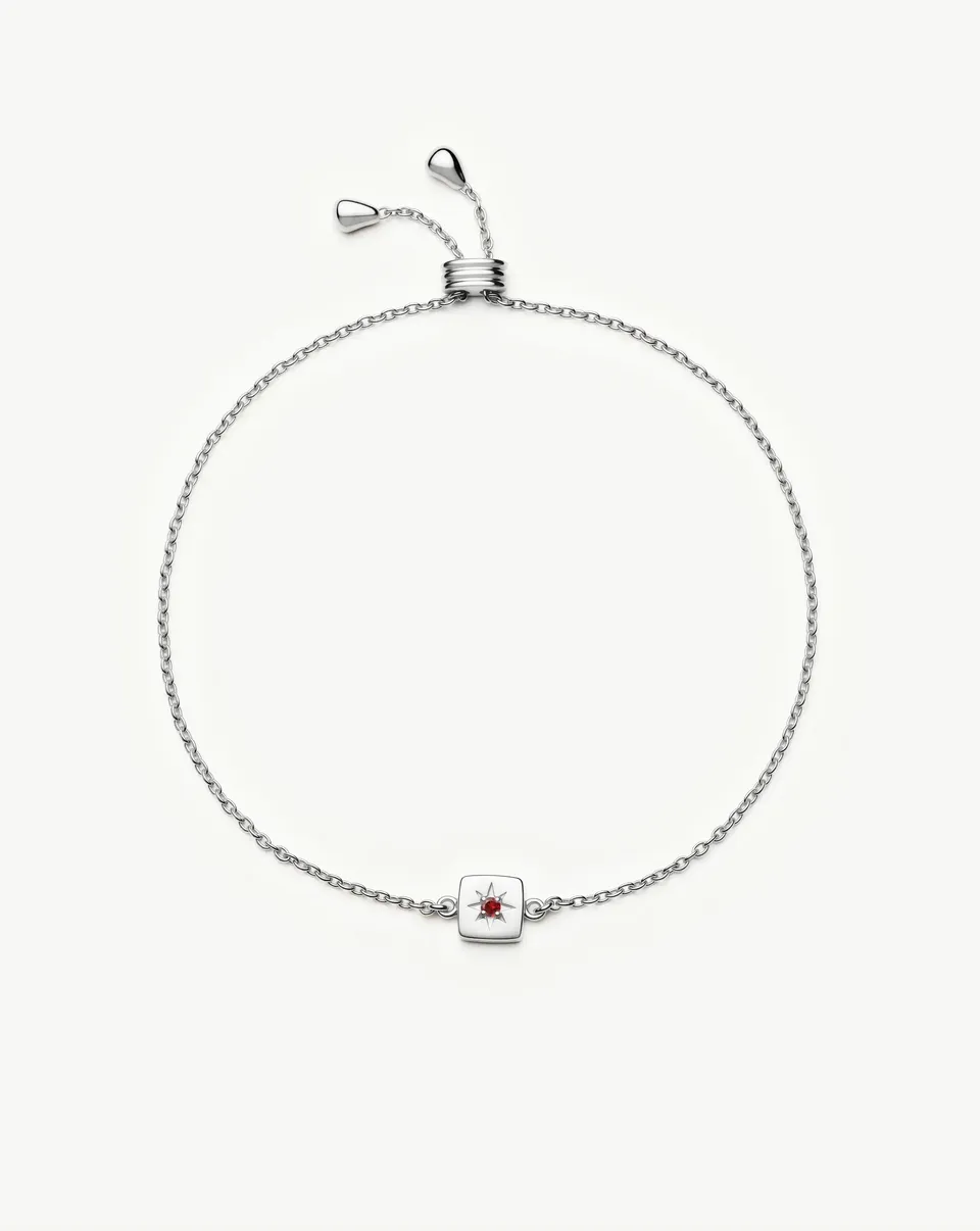 Missoma January Birthstone Slider rannekoru granaatti hopeoitu