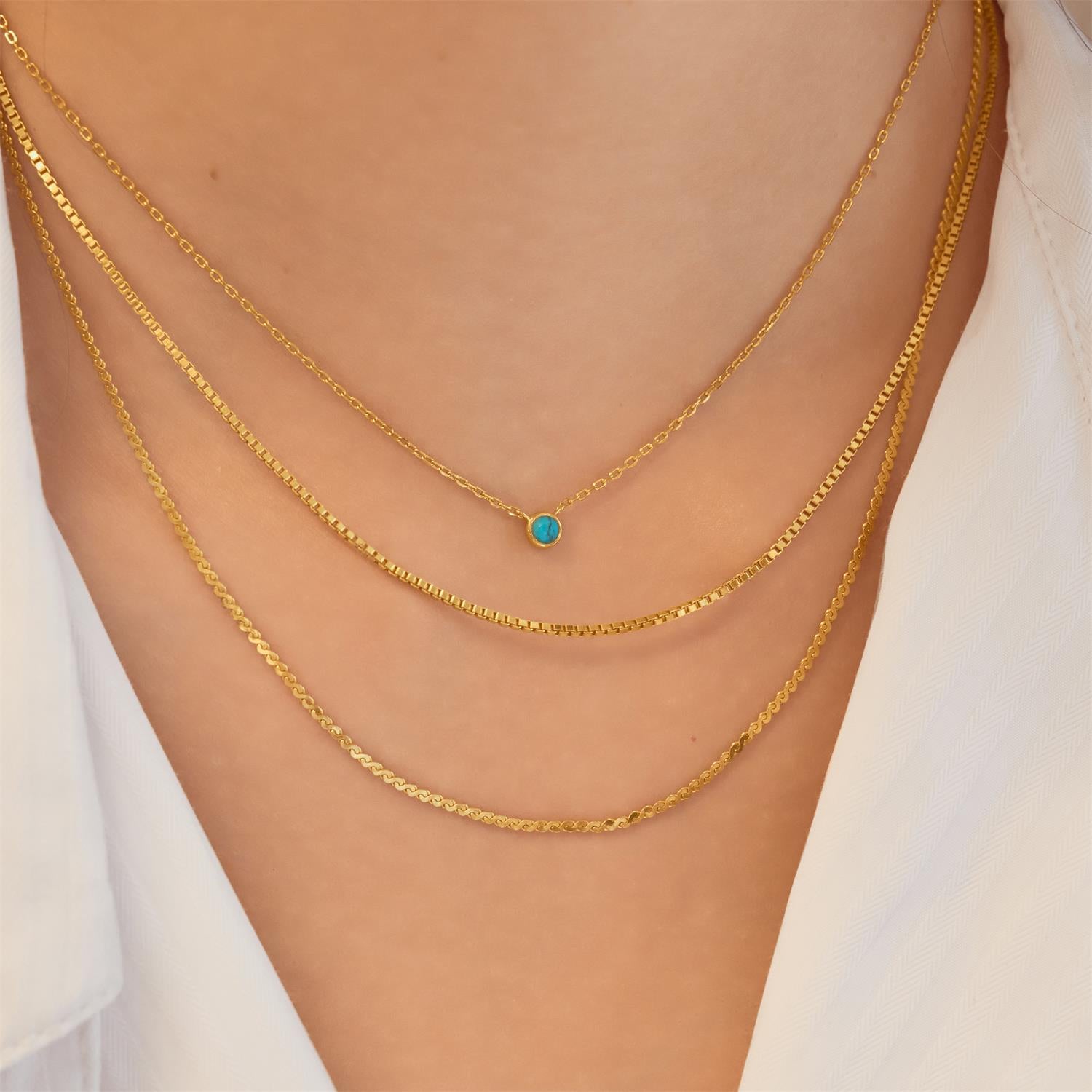 Ania Haie Ripple Joy Solitaire kaulakoru kulta turkoosi kivi