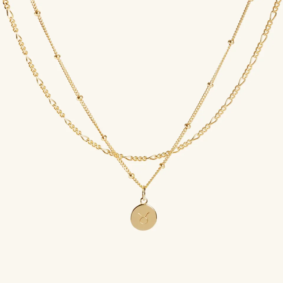 Muru Zodiac kaulakorusetti kulta 16" kaiverrettu